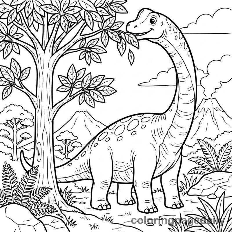 Brachiosaurus Reaching for Leaves - Colored reference example