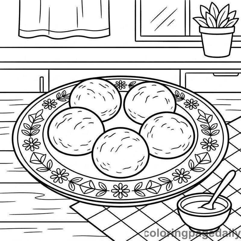 Brazilian Cheese Bread - Daily printable coloring page in Food category