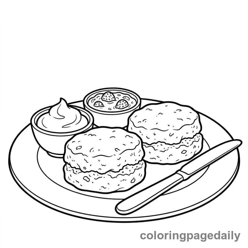British Scones with Jam - Colored reference example