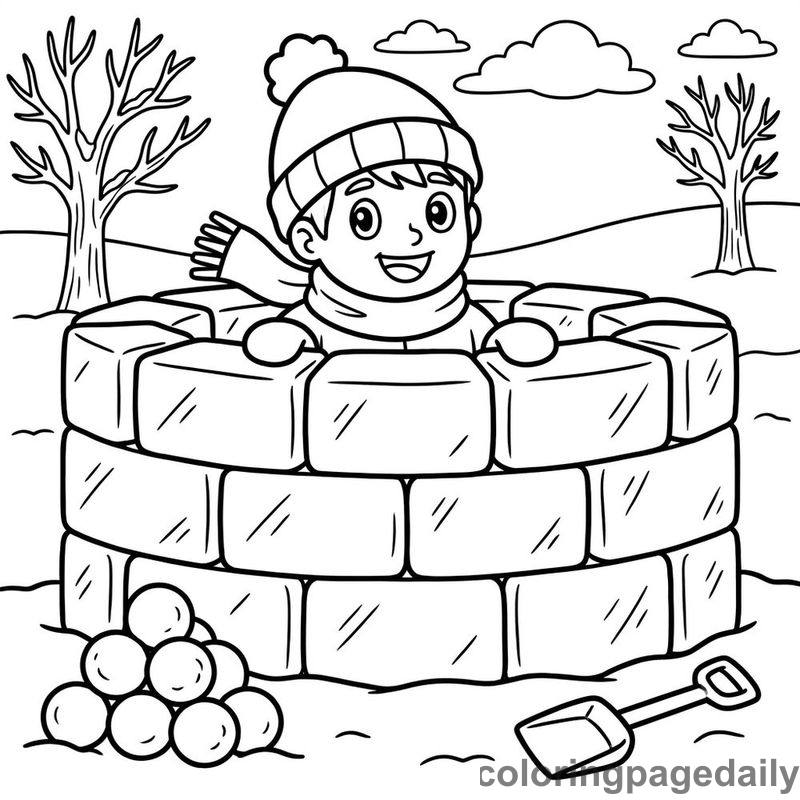 Building Snow Fort - Colored reference example