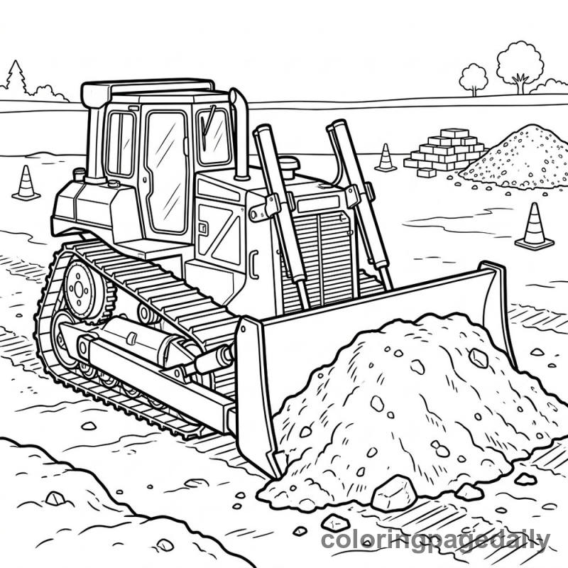 Bulldozer at Construction Site - Colored reference example