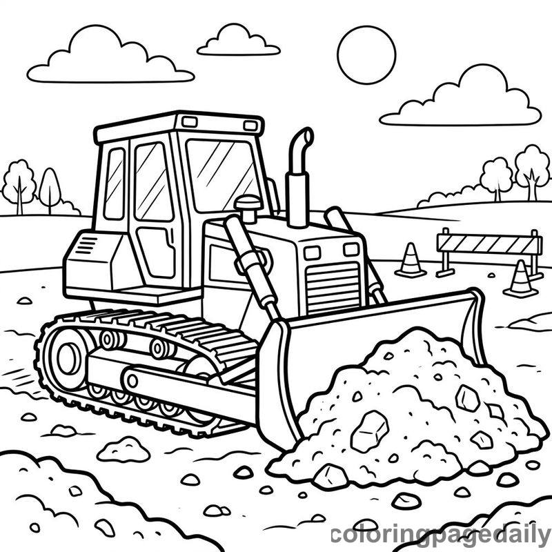 Bulldozer Pushing Dirt - Colored reference example