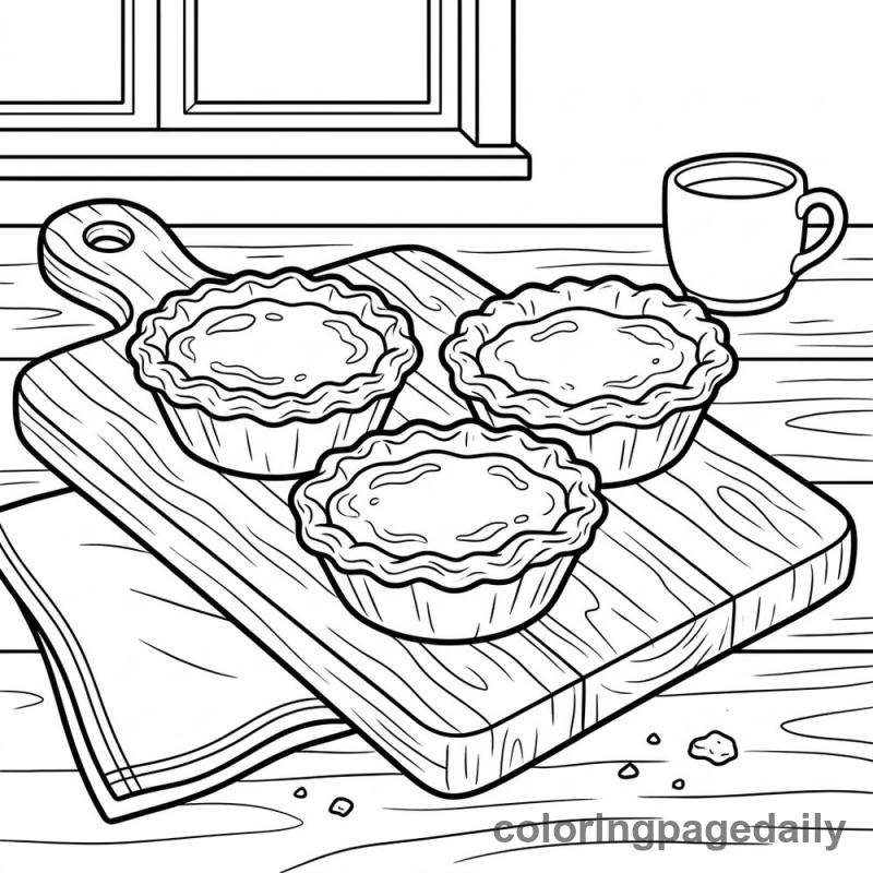 Canadian Butter Tarts - Daily printable coloring page in Food category
