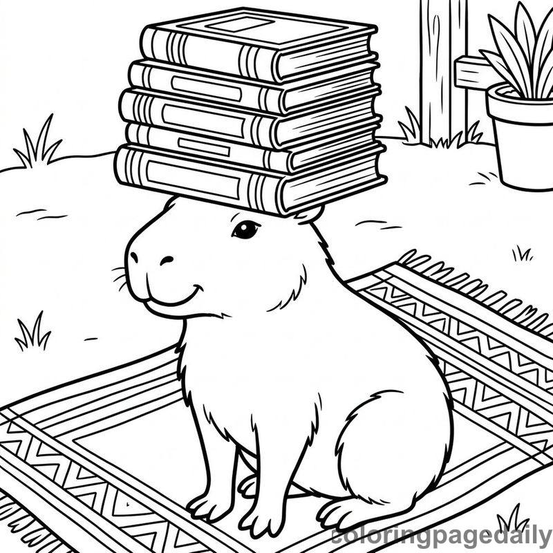 Capybara Balancing Books - Colored reference example