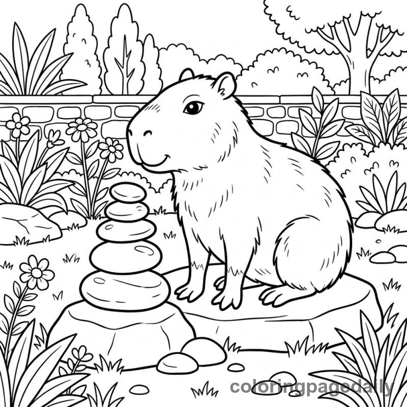 Capybara Balancing Stones - Colored reference example