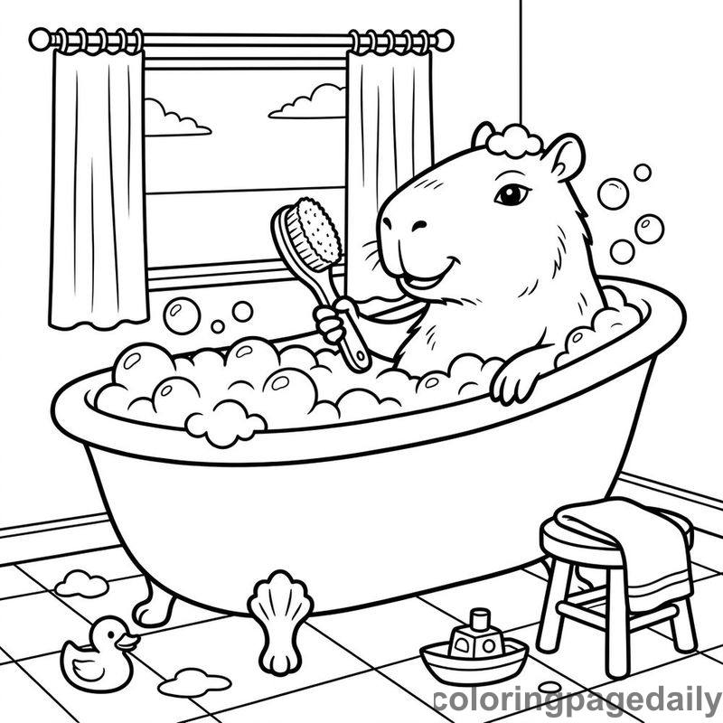 Capybara Bubble Bath - Colored reference example