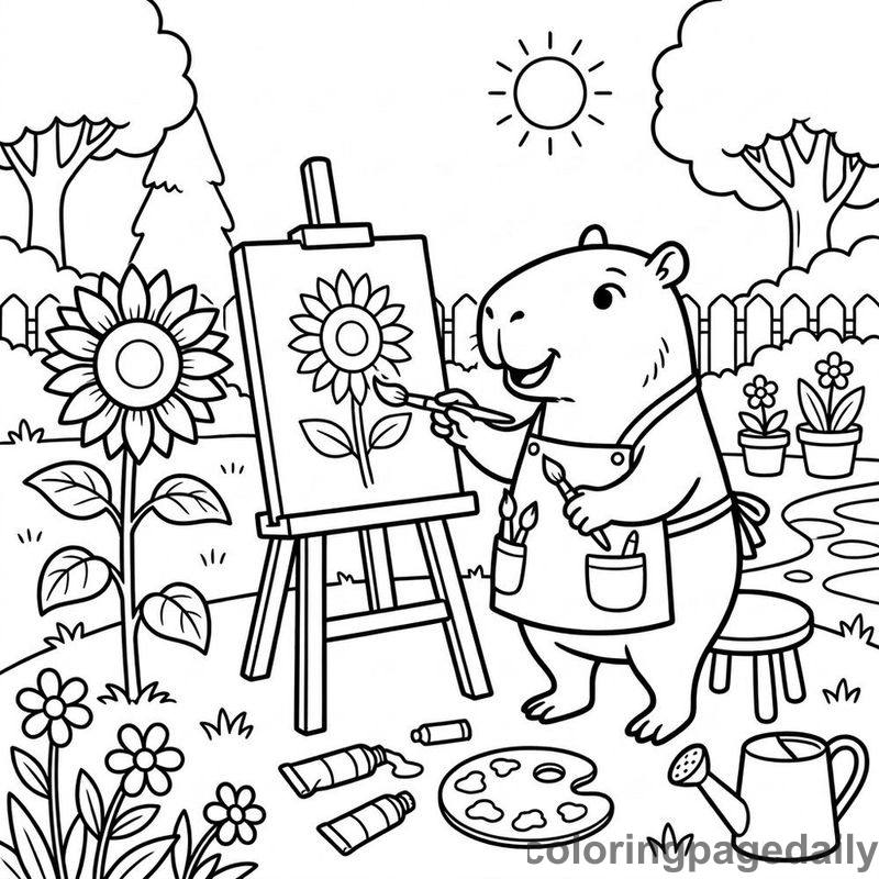 Barnaby's Bright Backyard Masterpiece - story illustration coloring page
