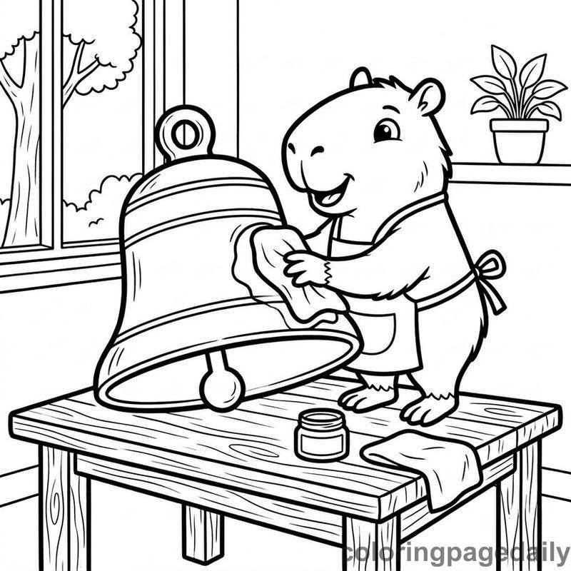 Capybara Polishing Brass Bell - Colored reference example