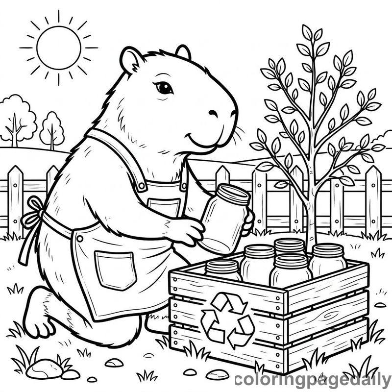 Capybara Sorting Spring Recycling - Colored reference example
