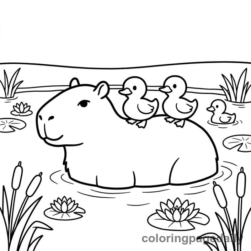 Casper’s Cozy Pond Taxi - story illustration coloring page
