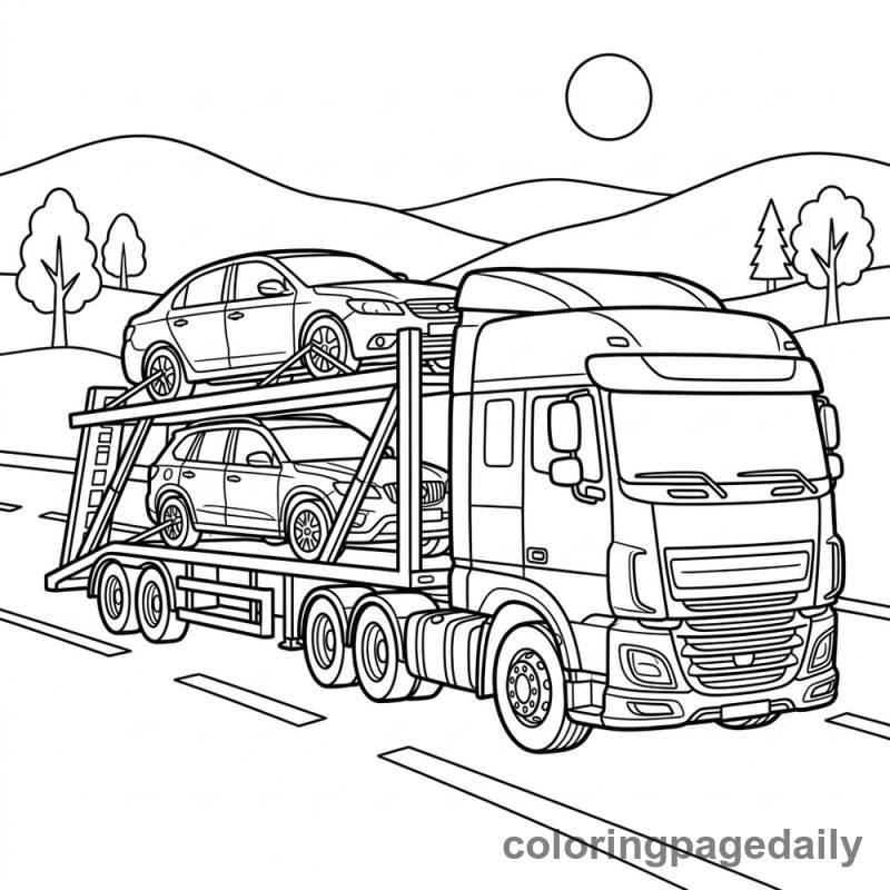 Car Carrier Truck Driving - Colored reference example