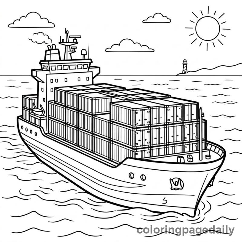 Cargo Ship Sailing - Colored reference example