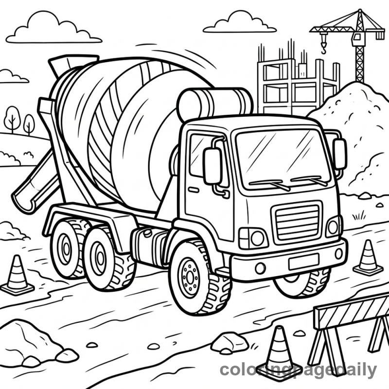 Cement Mixer Truck - Colored reference example