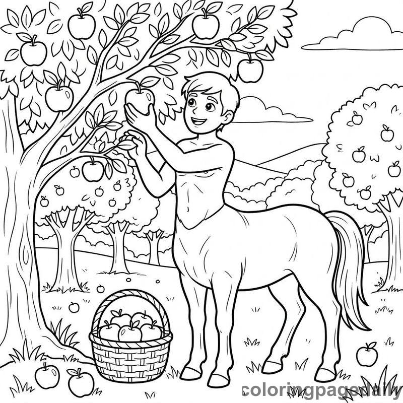 Centaur Picking Orchard Apples - Colored reference example