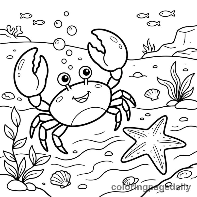 Cheerful Crab Walking - Colored reference example
