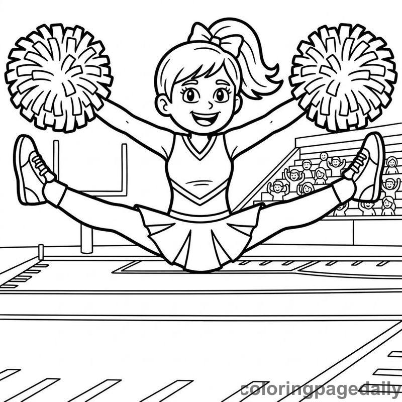 Cheerleader High Split Jump - Colored reference example