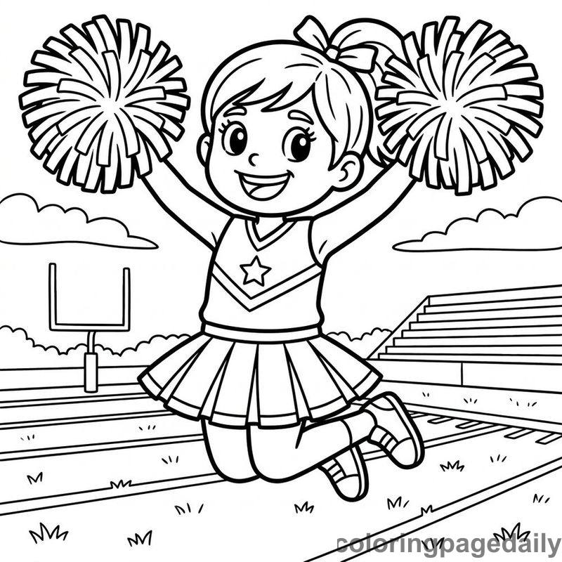Cheerleader Jumping High - Colored reference example