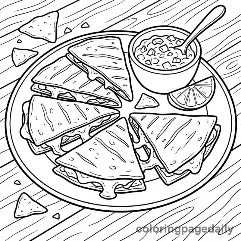 Cheesy Quesadilla Platter - Colored reference example