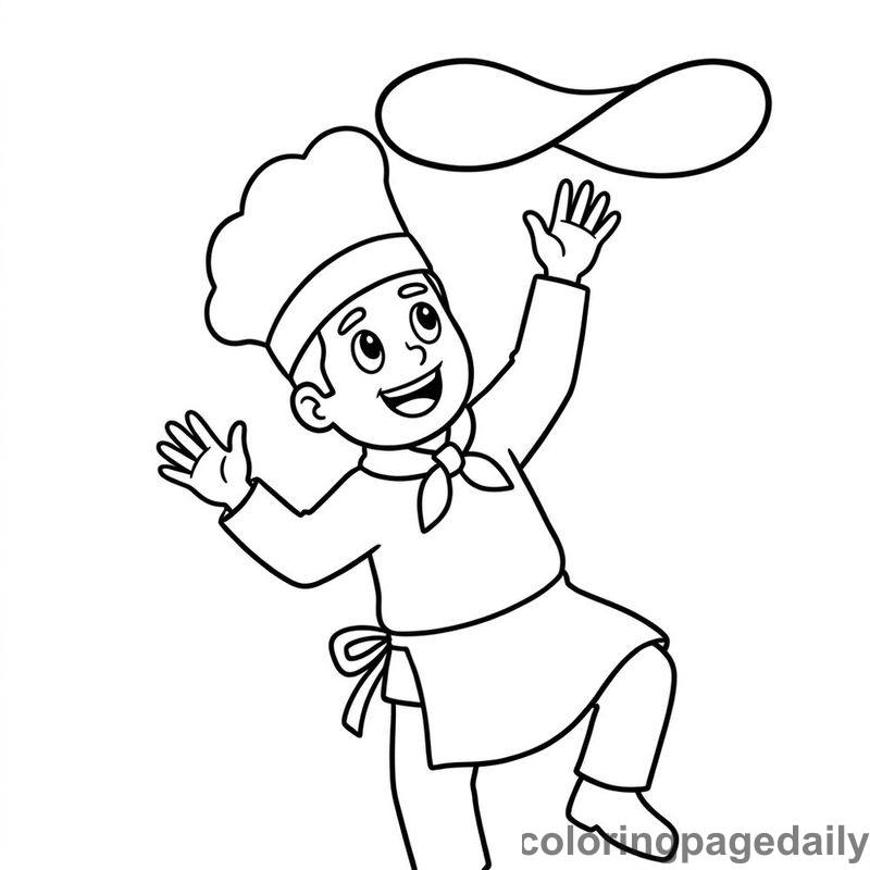 Chef Tossing Pizza Dough - Colored reference example