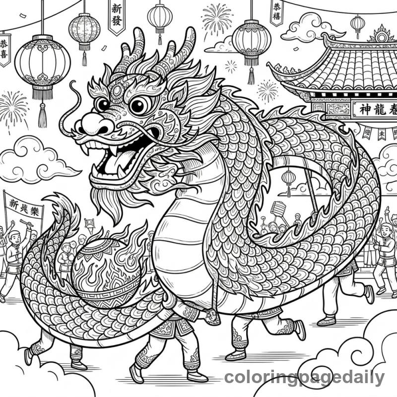 Chinese Dragon Dance - Colored reference example