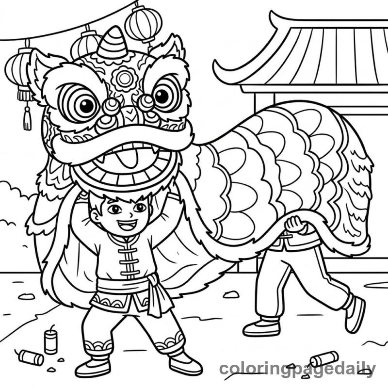 Chinese Lion Dance - Colored reference example