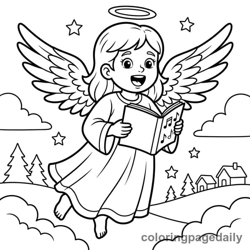 Christmas Angel Singing - Colored reference example