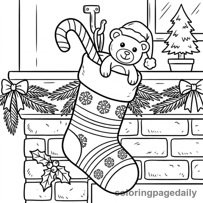 Christmas Stocking Filled with Surprises - Daily printable coloring page in Christmas category