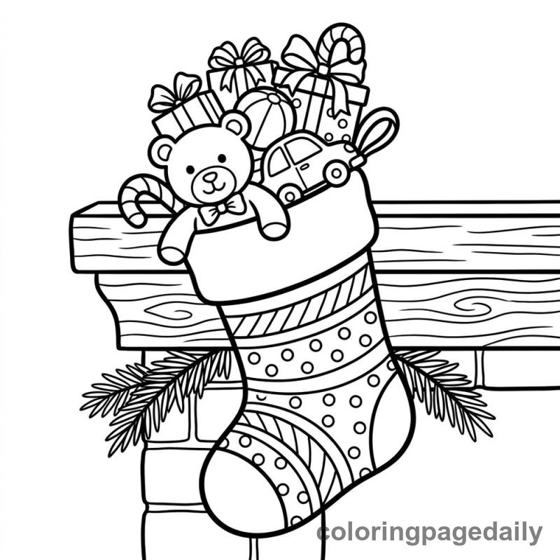 Christmas Stocking with Toys - Colored reference example