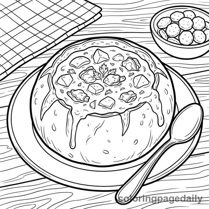 Clam Chowder Bread Bowl - Colored reference example