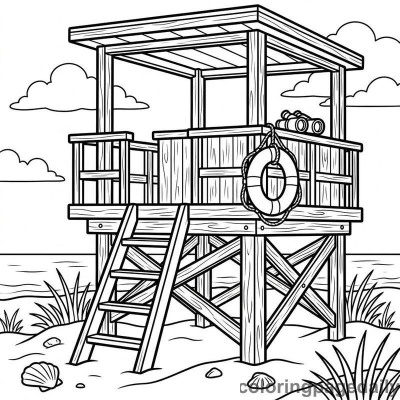Classic Beach Lifeguard Tower - Colored reference example