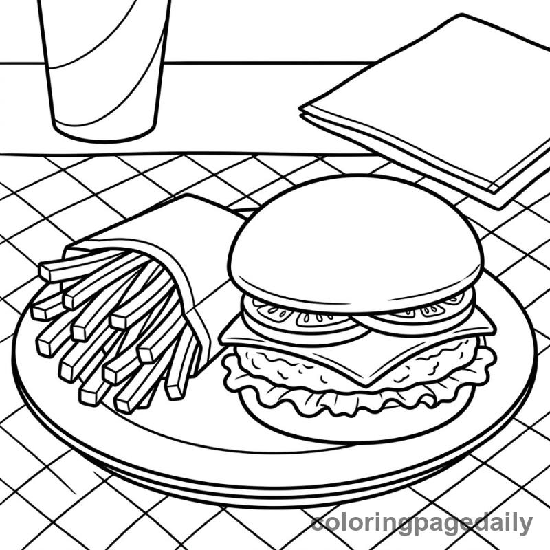 Classic Cheeseburger and Fries - Colored reference example