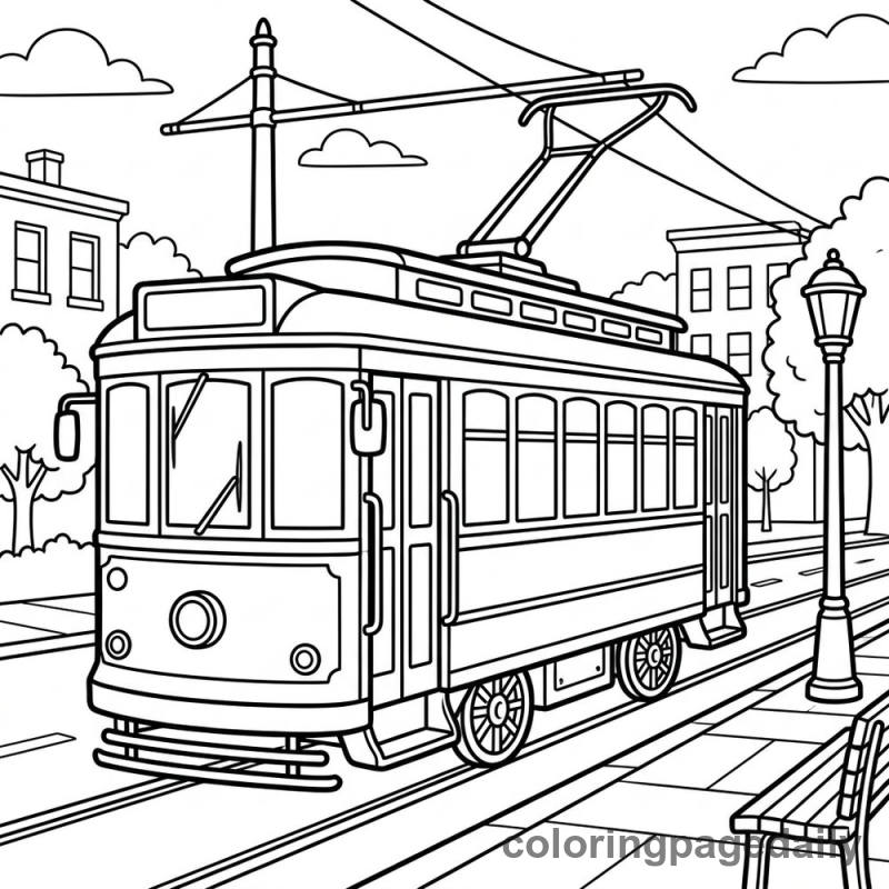 Classic City Streetcar - Daily printable coloring page in Vehicle category