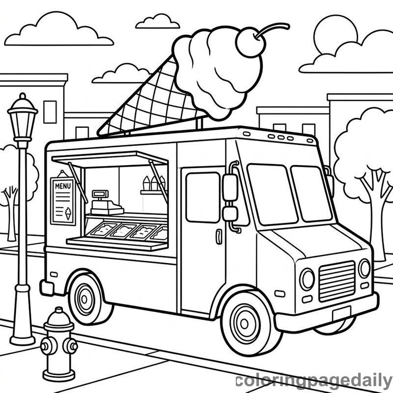 Classic Ice Cream Delivery Truck - Colored reference example
