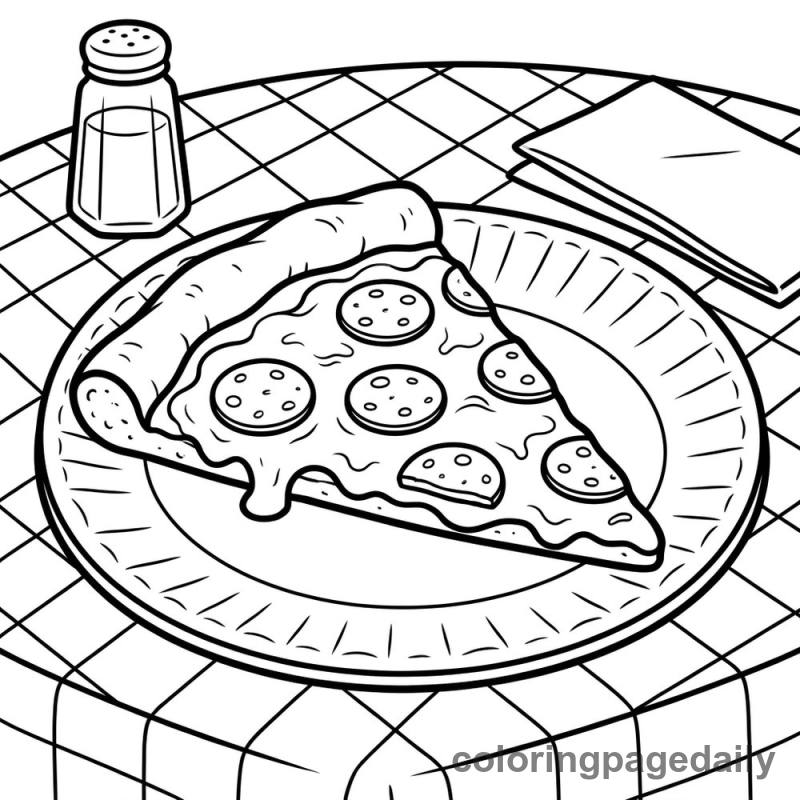 Perfect Pizza Slice - Daily printable coloring page in Food category