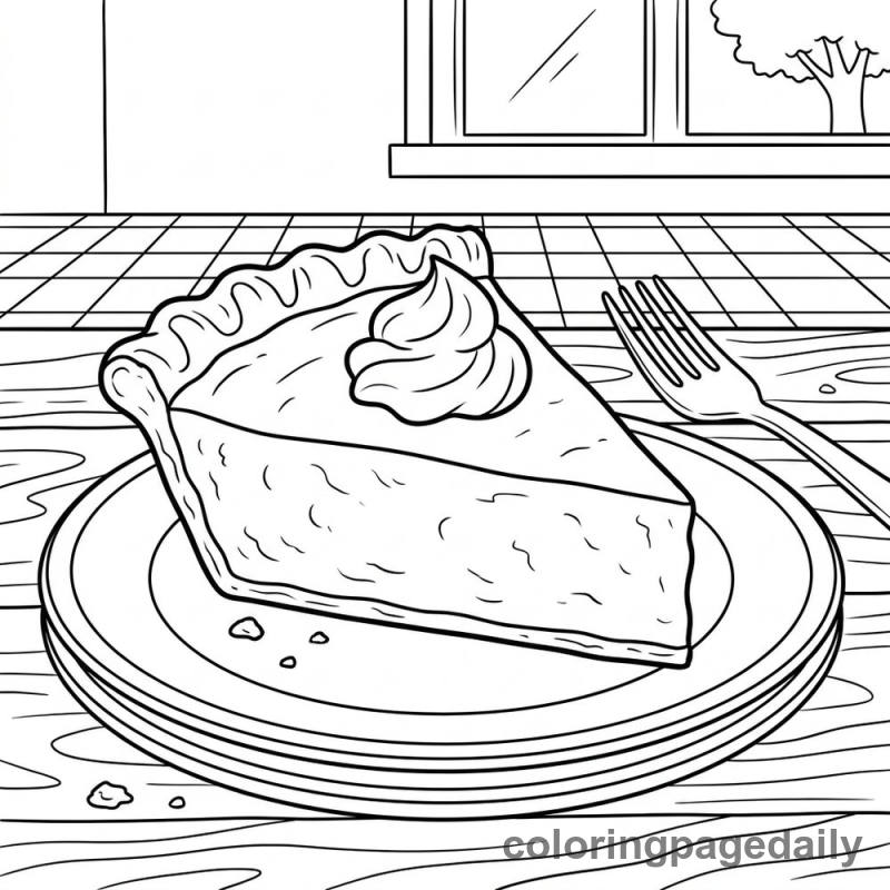 Classic Pumpkin Pie Slice - Daily printable coloring page in Food category