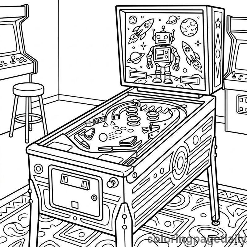 Classic Retro Pinball Machine - Colored reference example