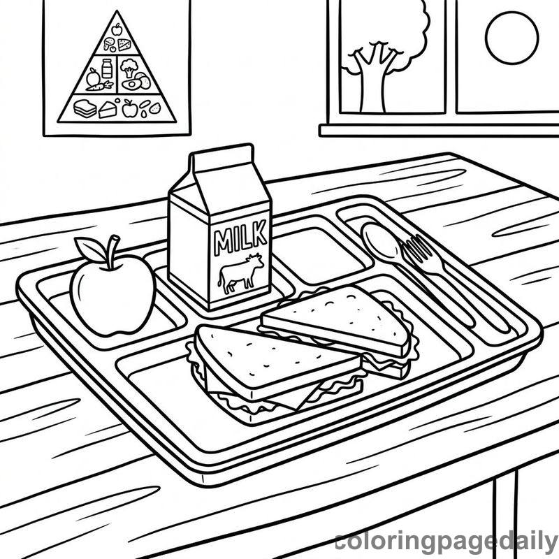 Classic School Lunch Tray - Colored reference example