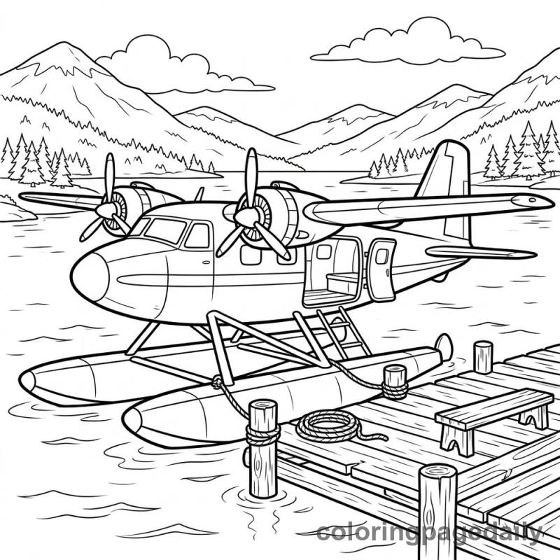 Classic Seaplane At Dock - Colored reference example