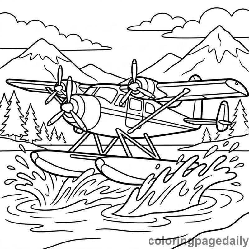 Classic Seaplane Lake Landing - Colored reference example