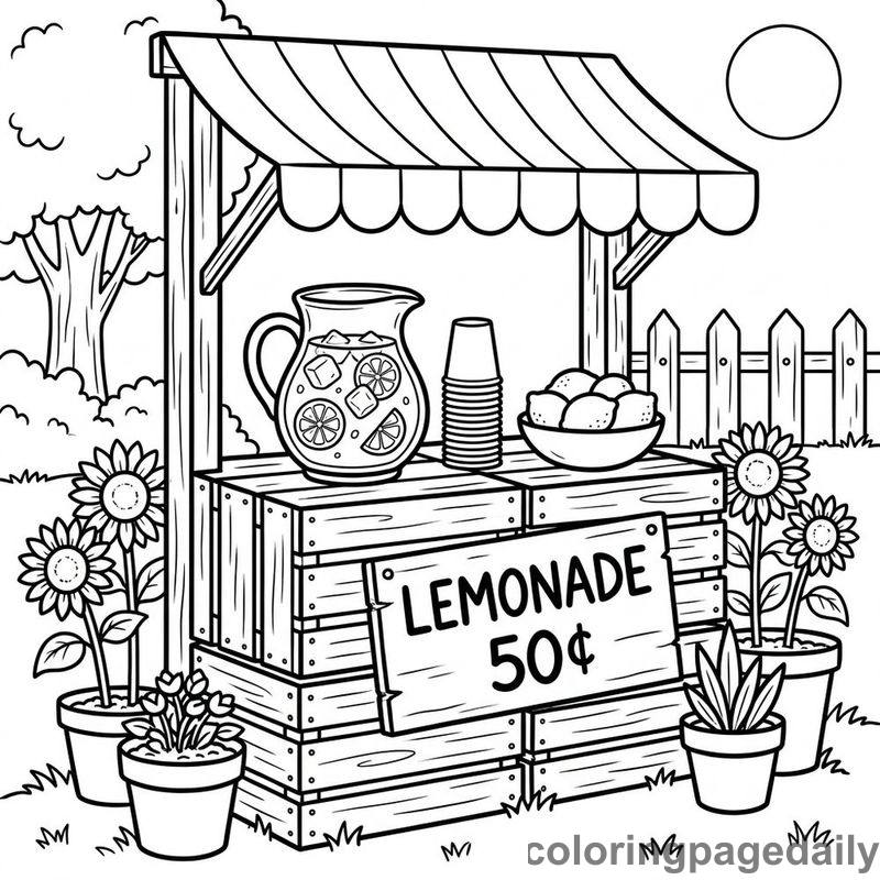 Classic Summer Lemonade Stand - Colored reference example