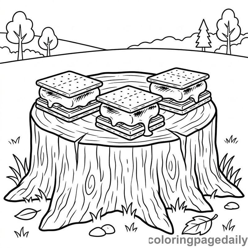 Classic Toasted American S'mores - Daily printable coloring page in Food category