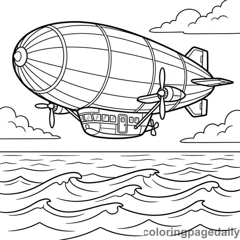 Classic Vintage Passenger Blimp - Colored reference example