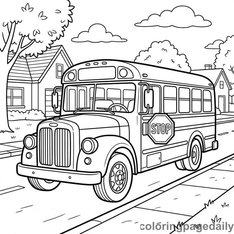 Classic Vintage School Bus - Daily printable coloring page in Vehicle category