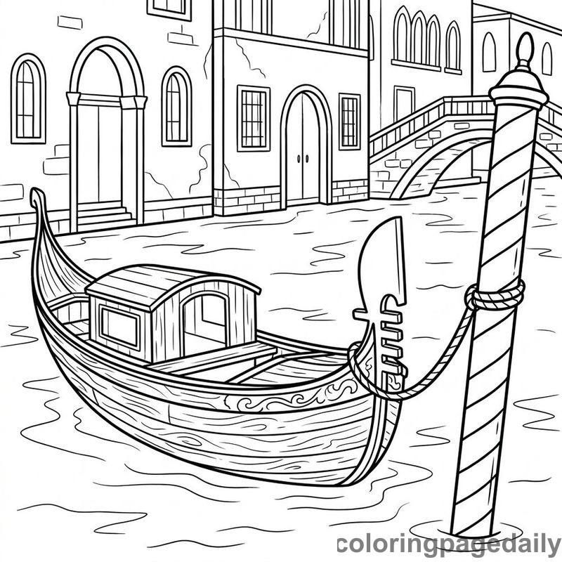 Classic Wooden Gondola Boat - Colored reference example