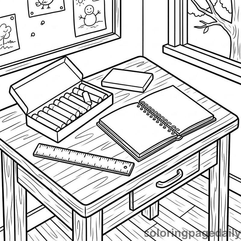 Classroom Art Desk Supplies - Colored reference example