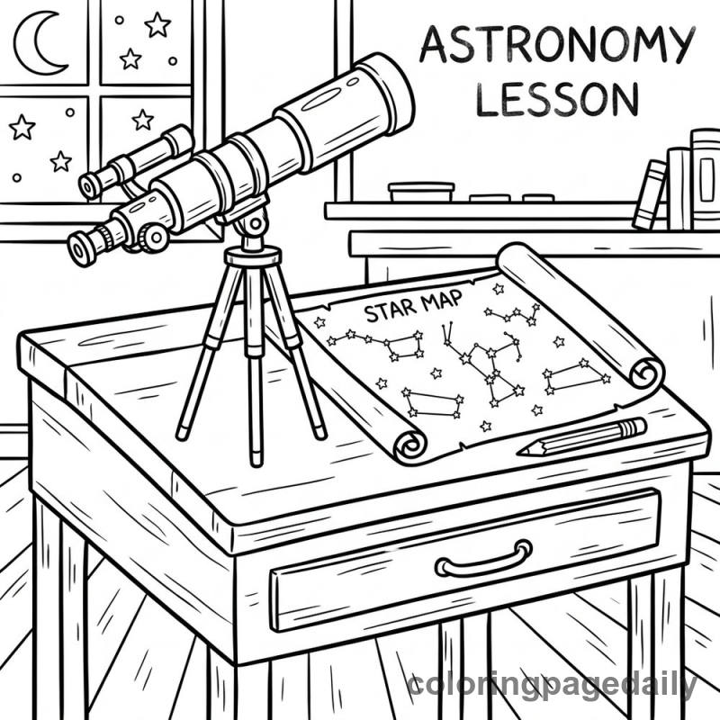 Classroom Astronomy Lesson Desk - Colored reference example