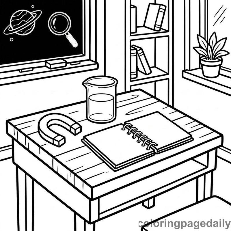 Classroom Science Desk - Colored reference example