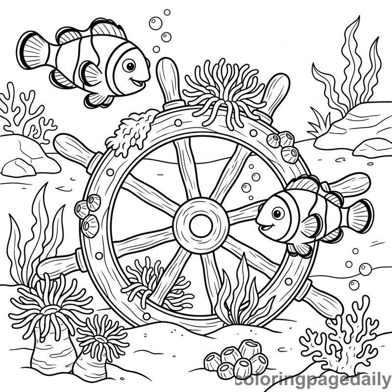 Clownfish At Ship Wheel - Colored reference example
