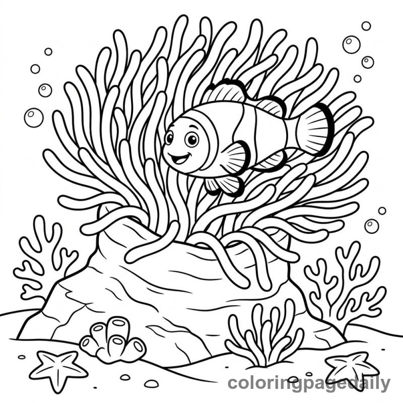 Clownfish in Sea Anemone - Colored reference example