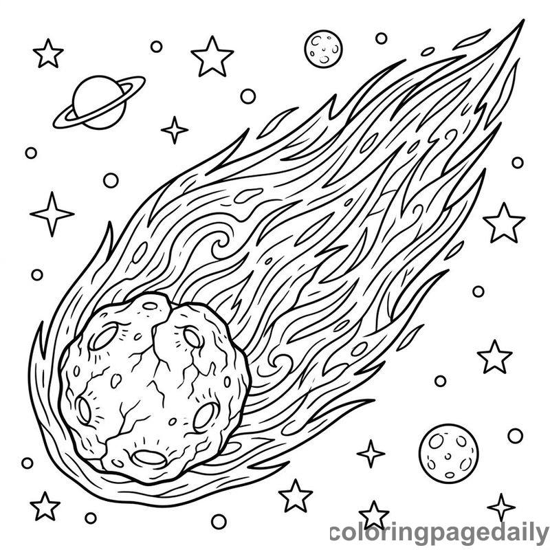Comet Flying Through Space - Colored reference example